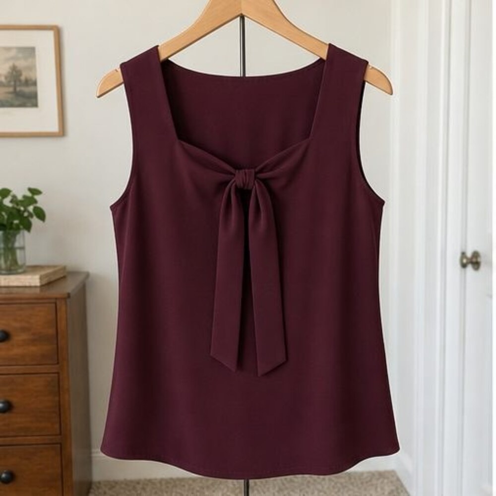 Burgundy Tie Neck Blouse